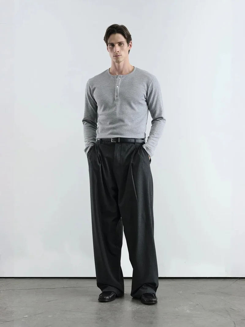 جيستو GIESTO Wide Leg Striped Pleated Pants